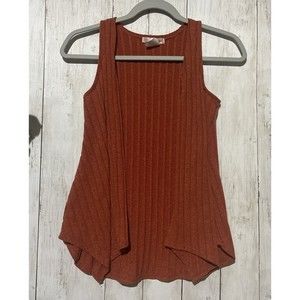 Love Squared Girls 10 Ribbed Open Front‎ Vest Girls Burnt Orange Draped Layering